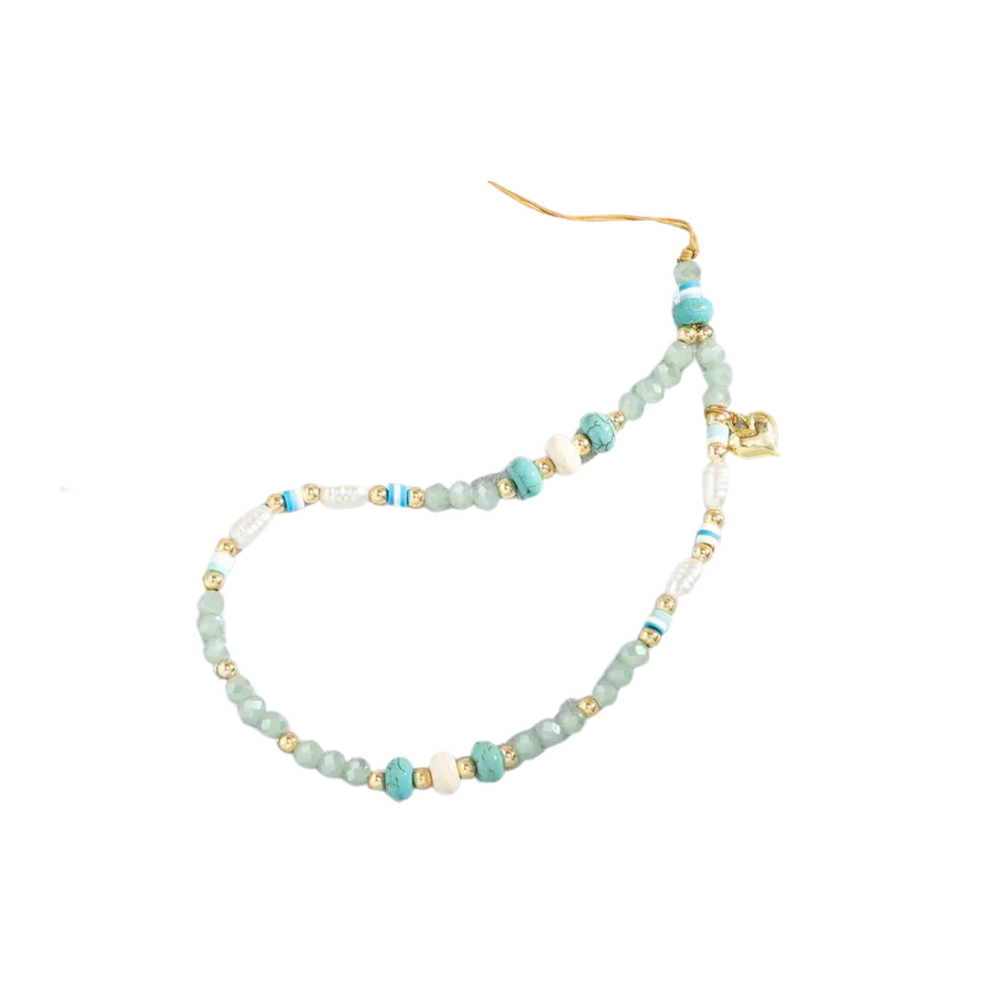 Seaside Blue Beaded Phone Charm