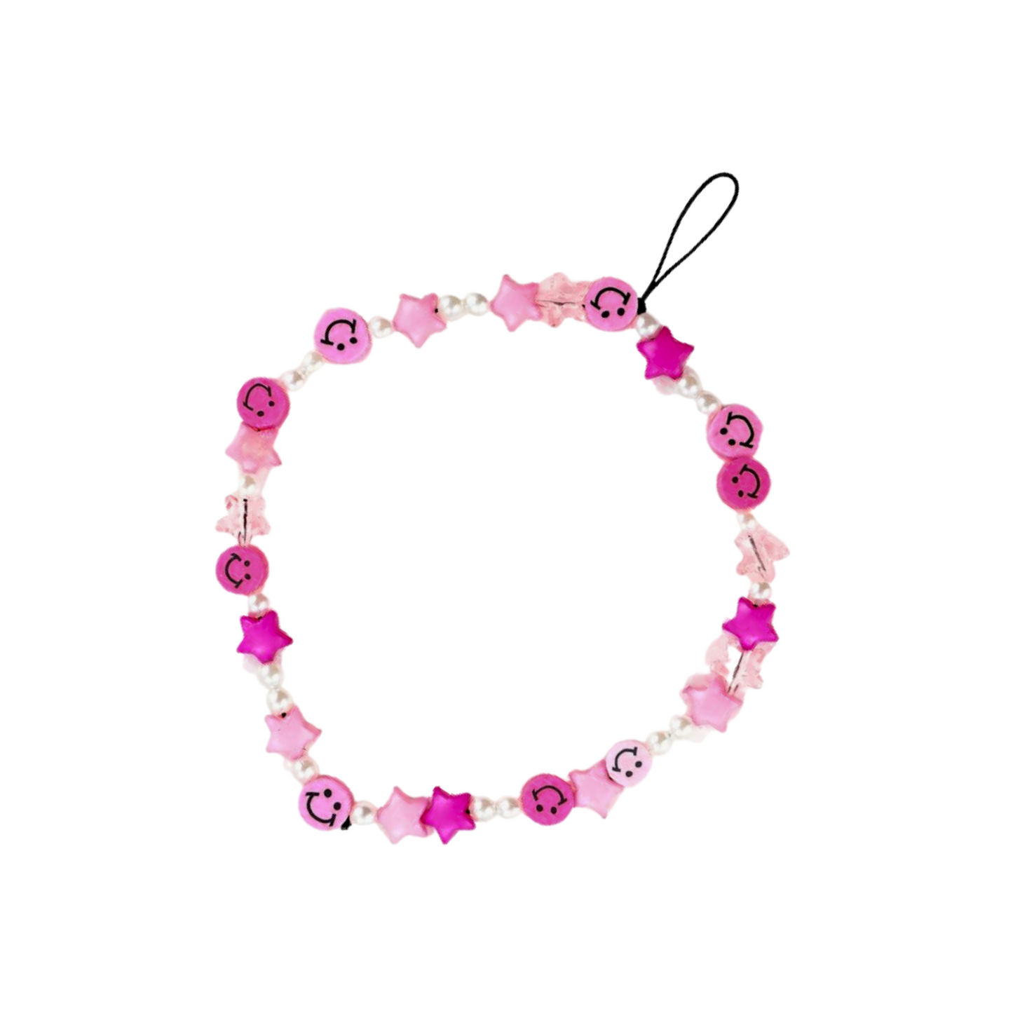 Pink Smiles Beaded Phone Charm