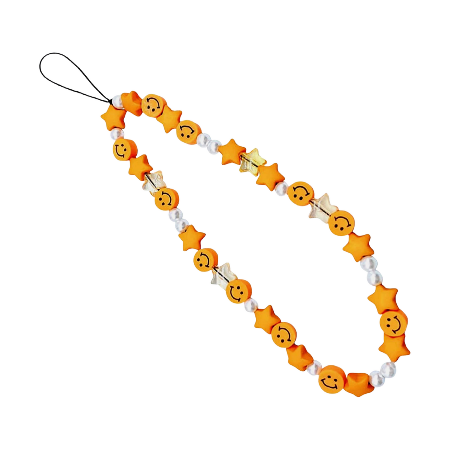 Orange Smiles Beaded Phone Charm