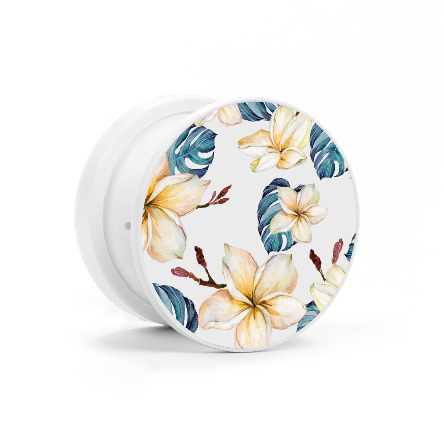 White Plumeria Phone Holder