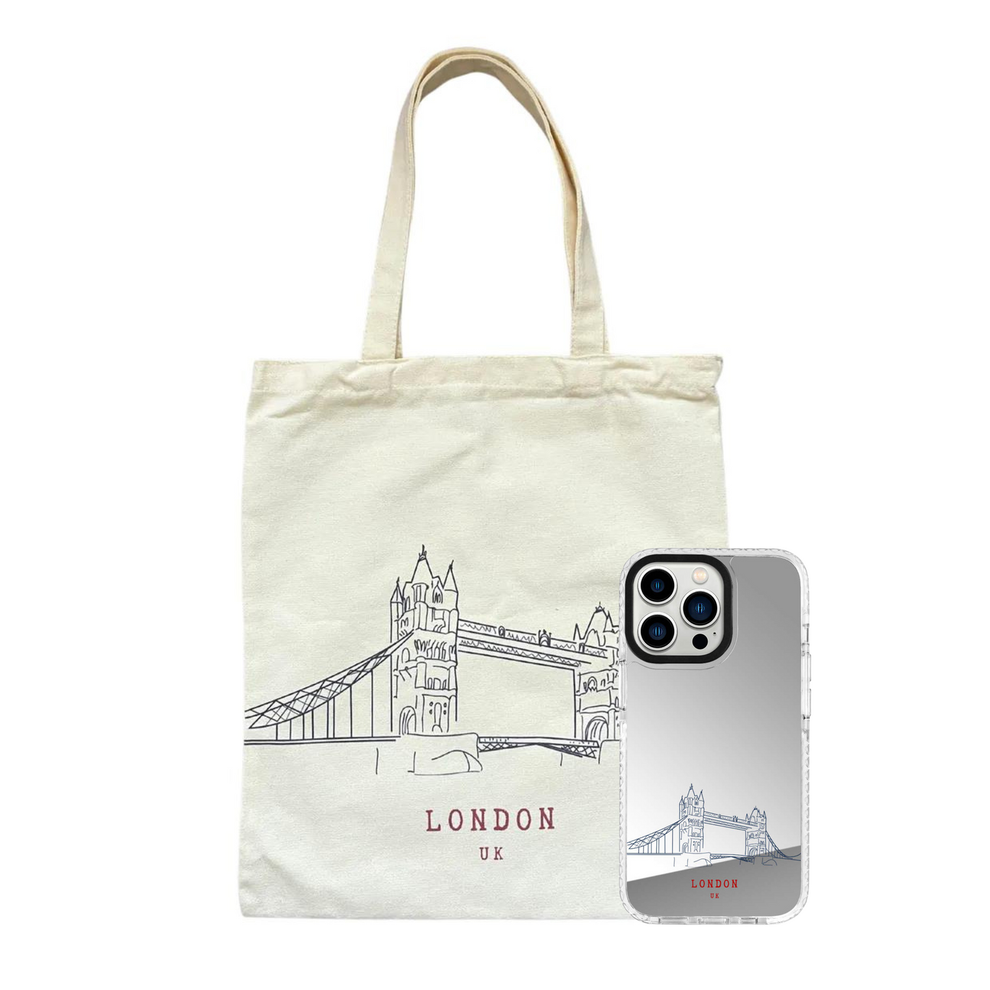 London Tote Bag & Phone Case Bundle