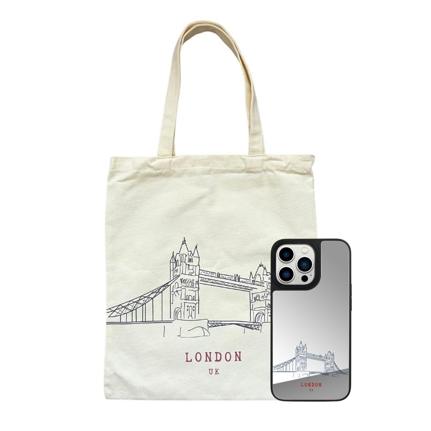 London Tote Bag & Phone Case Bundle