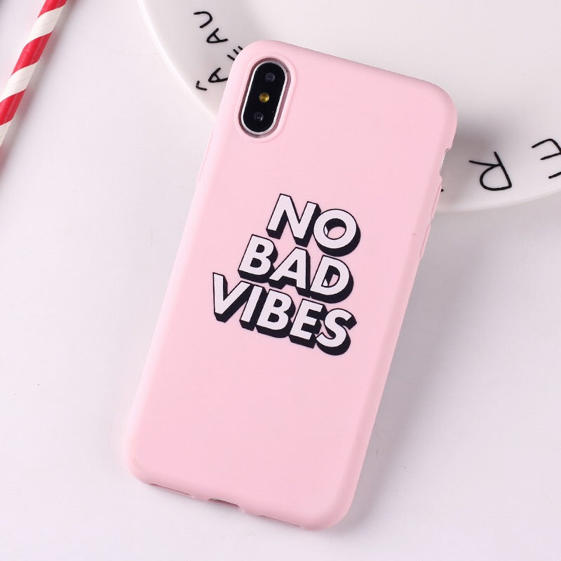 Pink No Bad Vibes Case (4371582418997)