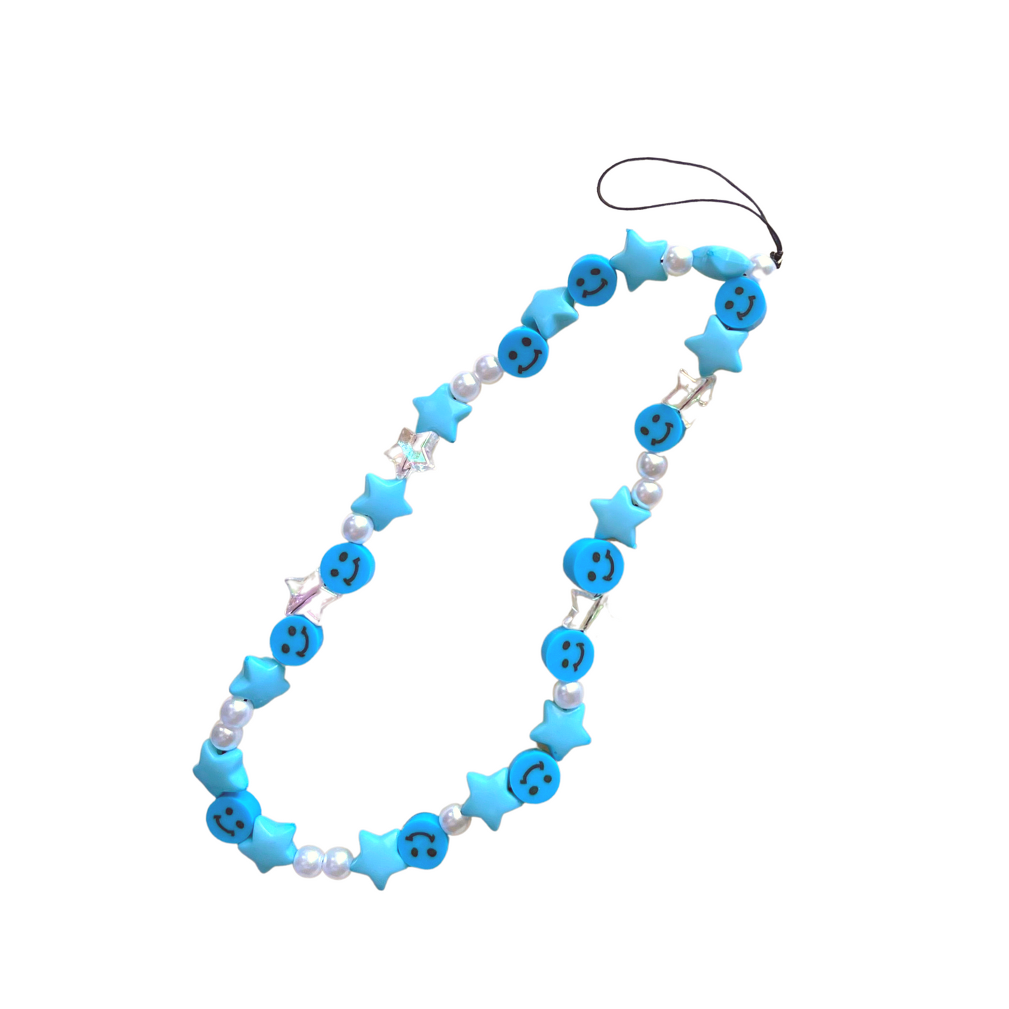 Blue Smiles Beaded Phone Charm