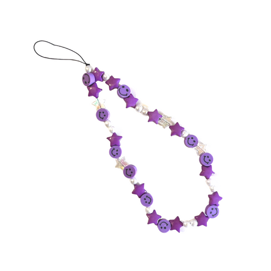 Purple Smiles Beaded Phone Charm