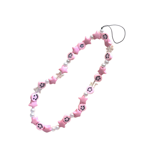 Light Pink Smiles Beaded Phone Charm